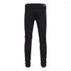 Men's Jeans 2023 Design Arrivals Fashion Black Ripped Sim-fit Pants For Men Royal Blue Cloth Fold Patched Man Trousers
