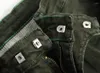 Jeans da uomo Mens Skinny Strappato Biker Zipper Multi tasche Cargo Army Green Military Hip Hop Men Pieghettato Moto Drop