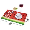 Caminho de mesa 4/6 pçs conjunto de tapetes melancia frutas desenhos animados guardanapo impresso acessórios de cozinha festa em casa jogos americanos decorativos