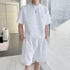 Mens Tracksuits 2023 Summer Sets Fashion Loose Casual Short Sleeved T Shirt Sports Knee Length Shorts Two-piece Black/White/Gray 3XL-M