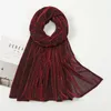 Scarves Summer Plain Lurex Glitter Striped Line Polyester Scarf Lady Shimmer Thin Shawls And Wraps Foulard Echarpe Muslim Hijab 180 70Cm