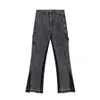 2022 Мужские моды расклешенные брюки High Street Jeans Vintage вымытые брюки307c