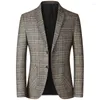 Herrjackor affärer casual plädrock 2023 modekläder rand Slim fit jacka bröllop hane blazer lyxdesigner