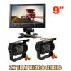 2x 18 LED IR Car Reversing Backup Camera Waterproof 9 LCD Monitor for Bus Trailer Rear View Kit294R