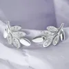 Saplama Küpe Köpüklü Kristal Yaprak 925 Sterlling Gümüş Piercing Küpe Kadınlar Kızlar Partisi Takı Hediyesi