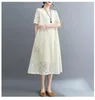 Party Dresses Holiday Summer Fashion Elegant Solid Chic Lace Short Sleeve Brief Dress Women Casual Midi Vintage Loose Ladies Clothing