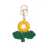 Nyckelringar Handgjorda virkade solros Keychain Yellow virkning Keyring Flower Mothers Day Gift Stocking Filler