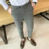 Herenkostuums Mode Plaid Business Slim Fit Casual Broek Klassiek Veelzijdig Retro Suit Wedding Party Dress