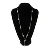 Choker Q0ke Novelty Badge Holder Lanyard Halsband ihåliga pärlor Fashion White Pearls Chains Gift for Women Girls
