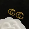 Luksusowe złote srebrne kolczyki stadnastki projektantek dla kobiet kolczyki stadnatowe kolczyki literowe biżuteria z zestawem pudełka
