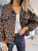 Women's Jackets Fashion Leopard Denim Jacket Autumn Streetwear Print Long Sleeve Crop Top Loose Harajuku Casual Coat 230729