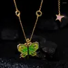 Chaînes Papillon Collier Femme Simple Colliers Femmes Chaîne Dames Pendentif Filles Bijoux Vert À La Mode Coréen En Acier Inoxydable Collares