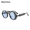 Sunglasses Punk Steampunk Double Spring Temples Sun Glasses Fashion Trendy Gothic Style Round UV400 Protection Eyewear