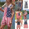 Herren Jeans 2023 Independence Day Overalls Jumpsuit lässige patriotisch gedruckte amerikanische Flagge gestreifte Rompers Men Hosen Hosen