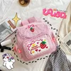 Sacs d'école Rose Fille Broderie Fraise Enfants Cartable Étudiant Cadeau D'anniversaire Dessin Animé Japonais Rose Sac À Dos Livre Sacs 230729