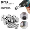 Professionella borrbitar 30st Diamond Coated Bit Set Tile Marble Glass Ceramic Hole Saw Borrning för elverktyg 6mm-50mm277V