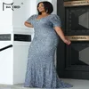 Robes grande taille Missord PLUS SIZE robes femmes 4XL 3XL Big Bow filles Puff Sleeve V Back Elegant Long Wedding Evening Party Maxi2578