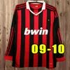 Långärmad retro fotbollströjor 06 07 08 09 10 14 15 99 00 88 89 04 05 11 12 2007 Kaka Baggio Maldini van Basten Pirlo Inzaghi Beckham Gullit Shevchenko Vintage Milan