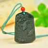 Pendant Necklaces Send Certificate Natural Green Jade Fish Lotus Necklace Men Women Healing Jewelry Chinese Nephrite Charms Lucky Amulet