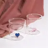 نبيذ نظارات القلب الإبداعية زوجين كوب من الزجاج القهوة كوب شاي كوب الشاي الإفطار عصير الحليب اللطيف هدية هدية