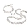 Set di gioielli da sposa Classic Pearl Genuine Natural Freshwater 925 Sterling Silver Orecchini Bracciale Collana per le donne 230729