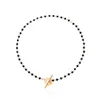 Chains European And American Jewelry Fashion Temperament Black Crystal Glass Bead Chain Simple OT Buckle Short Flower Necklace