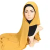 Ropa étnica musulmán HijabsTurbanet Pañuelo de cabeza Moda Llanura Burbuja Bufanda de gasa Mujer Hijab Wrap Chales de color sólido Head203A