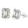 Stud Wong Rain 100 925 Sterling Silver Emerald Cut 4CT High Carbon Diamonds Ear Earrings Wedding Party Jewelry Drop 230729