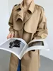 Femmes Trench Coats Long Coupe-Vent Coupe-Vent Mode Revers Manches Droites Taille Street Style Manteau