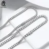 Strängar Strings Orsa Jewels Luxury 925 Sterling Silver 3 4mm Tennis Chain Necklace For Women Fashion Round Cubic Zirconia Jewelry SC74 230729