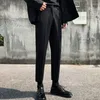 Men's Suits 2023 Spring Autumn Casual Pants Suit Pant Slim Fit Work Elastic Waist Jogging Trousers Male Black Grey Plus Size Z105