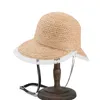 Cappelli a tesa larga 2023 Donna Rafia naturale Cappello da sole in paglia Dolce bordo in pizzo Spiaggia Catena estiva Decorato Parasole Cofano Enfant Chapeau