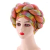 Ethnic Clothing Lastest Braid Turban Head Wrap African Muslim Women Chemo Cap Hijab Bonnet Hat Auto Gele Headtie Hair Loss Femme Headscarf