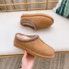 Bot Uggit Tasarımcı Kadın Tasman Koyun Dinleri Terlik Lady Tazz Moda Süet Kestan Kürk Sides Ultra Mini Platform Lüks Slip-On Ayakkabılar Üst Konfor Slicper 35-43