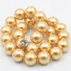 Ketten 12mm Runde Goldene Südsee Shell Perle Halskette Perlen DIY Frauen Mode Schmuck Machen Lenkrad Verschluss Großhandelspreis