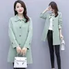 Women's Trench Coats Spring Autumn Mid-Long Windbreakers Women 2023 Loose Doll Collar Coat Pure Colour Single-Breasted Outerwear Female