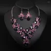 Ketting Oorbellen Set Kristallen Oorbel Verklaring Choker Waterdruppel Strass Vrouwen Bruids Bruiloft Partij Sieraden Mode Bib Kraag