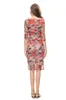 Women's Runway Dresses Square Neckline Half Sleeves Printed Sheath Fashion Designer Vestidos