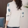 Vrouwen Truien 2023 Fashion Casual Knitwear Polka Dot Lange Mouwen Hoge Kwaliteit Ronde Hals Gebreid T-shirt Elastische Streetwear