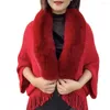 Sciarpe Donna Inverno Scialle Nappa Cardigan Lavorato a maglia Tenere al caldo Pelliccia artificiale Elegante lana da donna