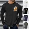 Men's T Shirts Long Sleeve Round Neck Shirt Breathable BEER Funny Prints Top Heavy For Men V