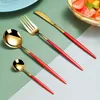 Dinnerware Sets Black Gold Stainless Steel Cutlery Set Silver Tableware Dishwasher Safe Fork Spoon Knife Dinner Eco