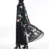 エスニック服のファッション女性アバヤドバイグレーホワイトブラック刺繍コートイスラム教徒カフタンロングカーディガンボレロヒジャーブトルコイスラミー2316