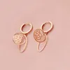 Dangle Earrings Light Luxury Creative Hollow Small Flower For Women 585 Purple Gold Plated 14K Rose Simple Fashion Banquet Jewelry