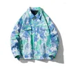 Men's Jackets Autumn Tie-Dye Printed Bomber Jacket Men Oversize Baggy Coat Fashion Korean Street Causal Outerwear Clothing Tops Male Plus