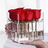 1 9 16 25 Otwory przezroczyste akrylowe rose kwiat pudełko makijaż makijaż narzędzia kosmetyczne uchwyt na kwiat pudełko na dziewczynę żona 266s