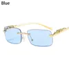 Sonnenbrille 1PC Ozean Objektiv Frauen Männer Gepard Dekoration Randlose Rechteck Retro Shades UV400 Sonnenbrille Brillen