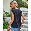 T-shirts pour femmes été femmes col rond couleur Pure Patchwork crochet fleur évider tempérament décontracté T-shirt court t-shirts hauts vêtements