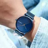 Crrju Luxury Men Watch Fashion Minimalist Blue Ultra-Thin Mesh Strap Watchカジュアル防水スポーツ男性腕時計ギフト2974