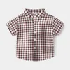 Kids Shirts Plaid Mode Jongens Shirts Stand Kraag Peuter Zomer Outfits Kinderen Tops Kinderkleding x0728